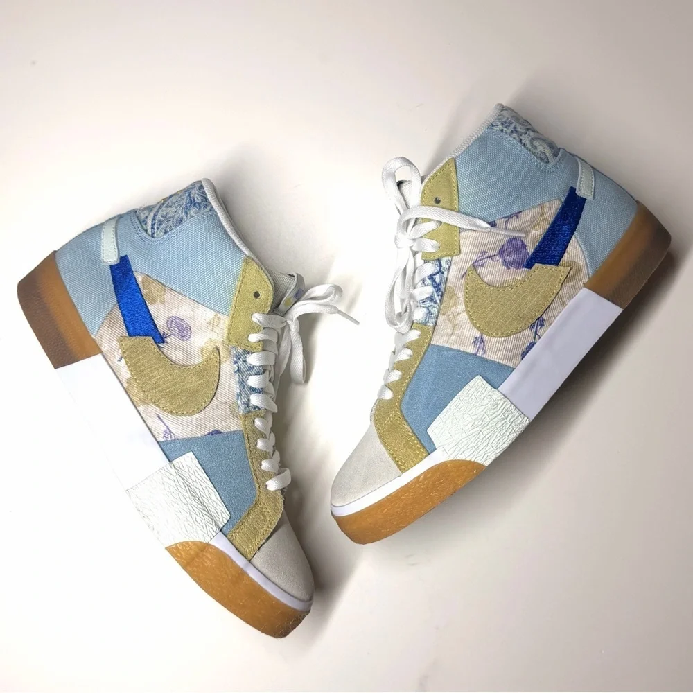 Nike Men’s SB Zoom Blazer Mid Premium Paisley Pack Border Blue Sneakers Size-7.5